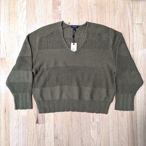 RAG & BONE Faye V-Neck Sweater in Military Size L (NEW WITH TAGS)